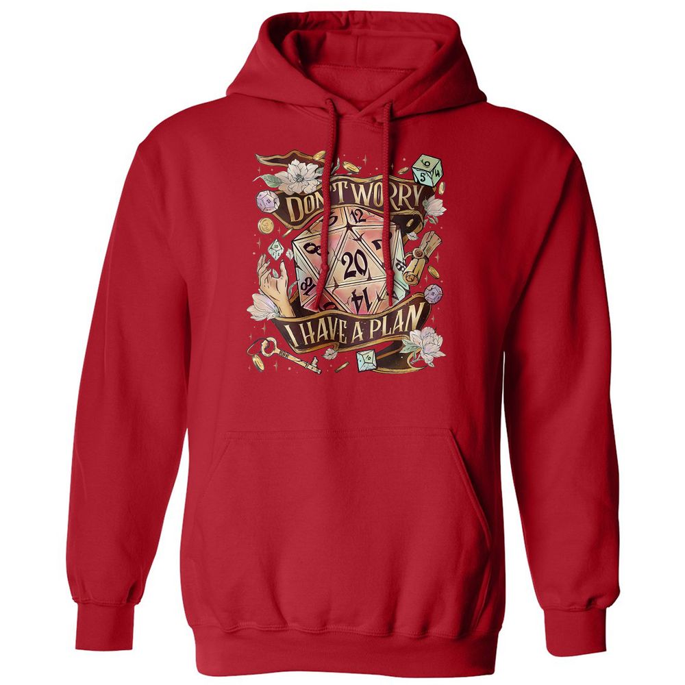 Floral Don't Worry I Have A Plan Classic Unisex Hoodie - Red - 5
