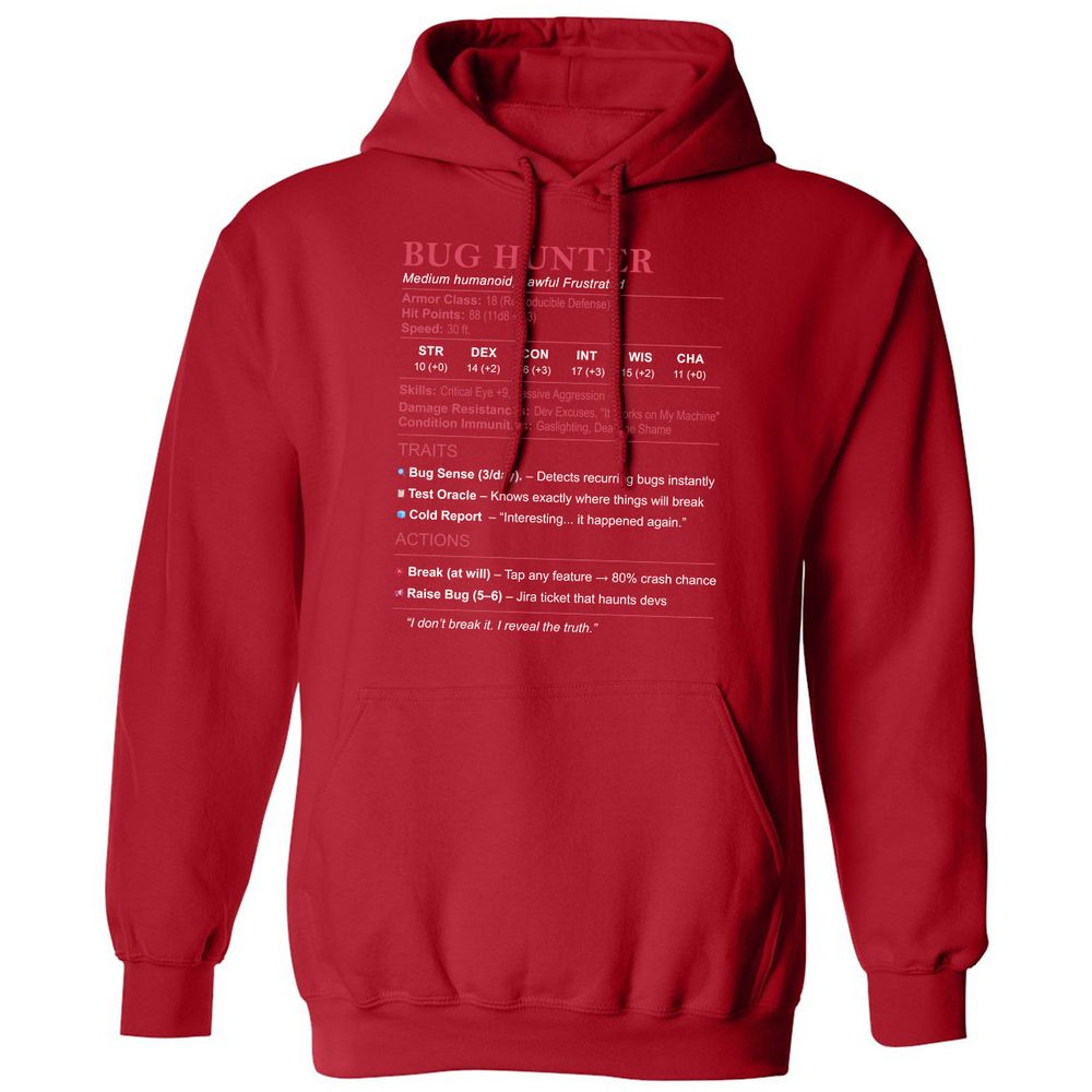 Tester Stats (Bug Hunter) Classic Unisex Hoodie - Red - 5