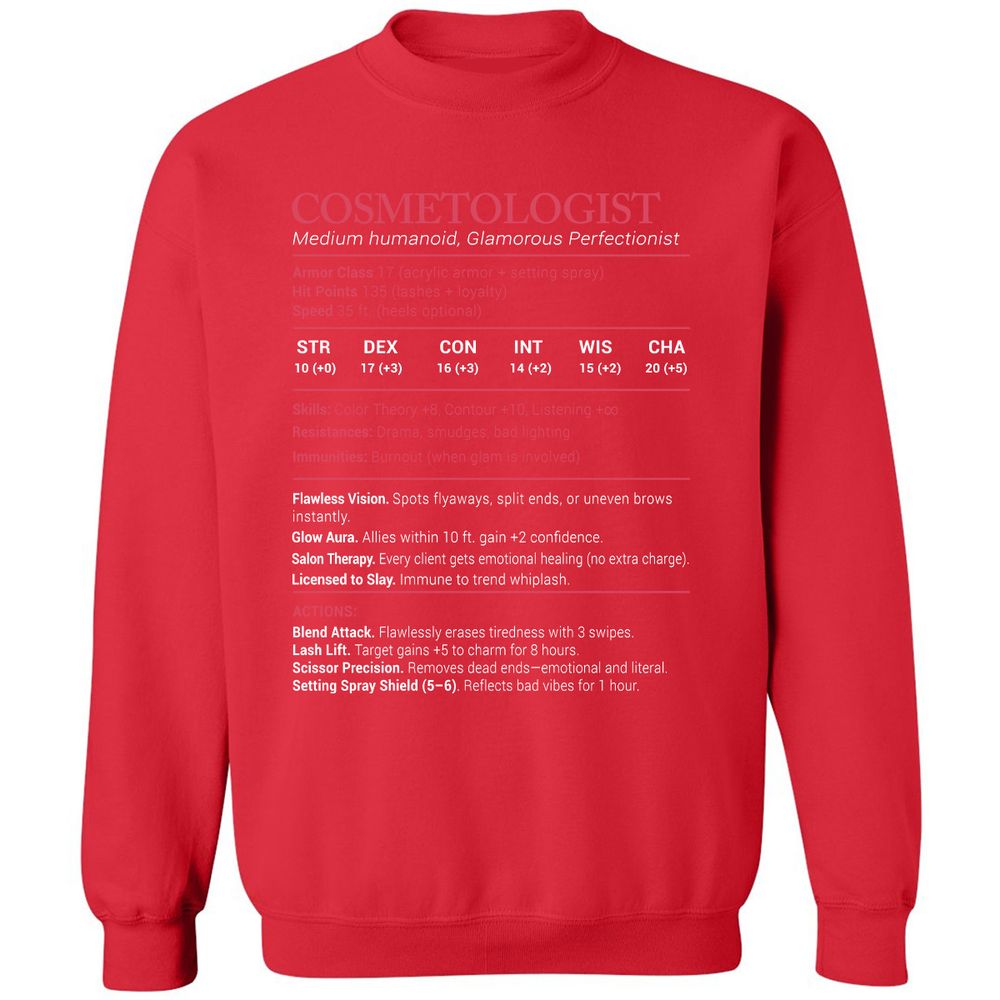 Cosmetologist Stats Classic Unisex Sweatshirt - Red - 5