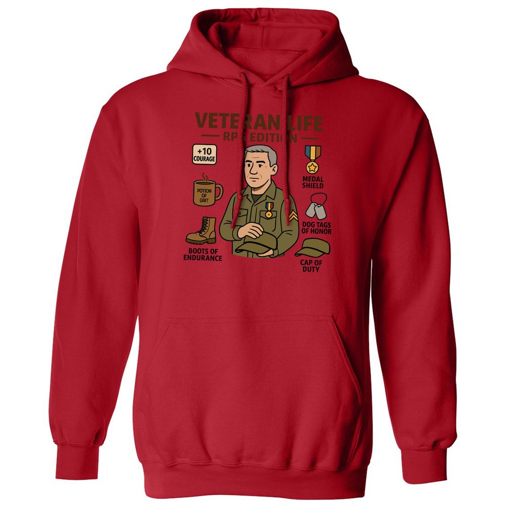 Veteran Life RPG Edition Classic Unisex Hoodie - Red - 5