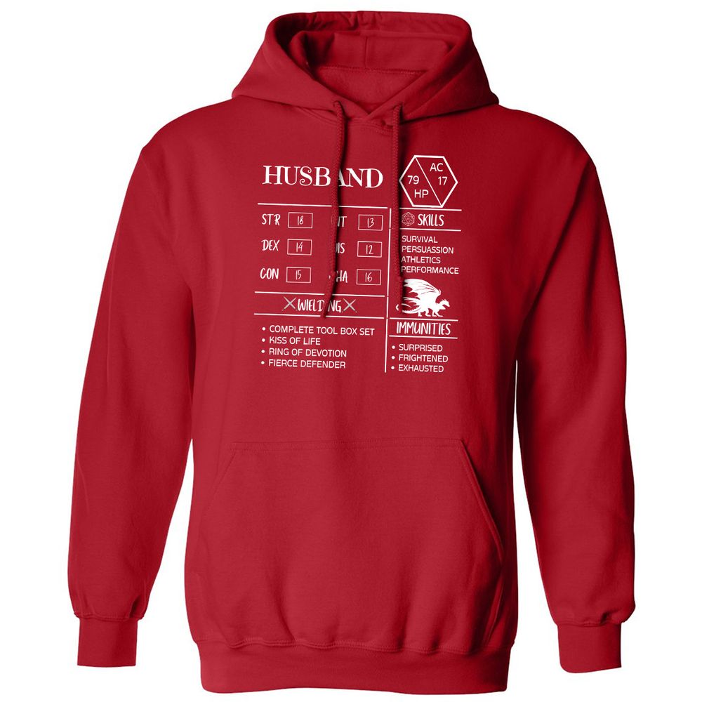 Husband Stats 2 Classic Unisex Hoodie - Red - 5
