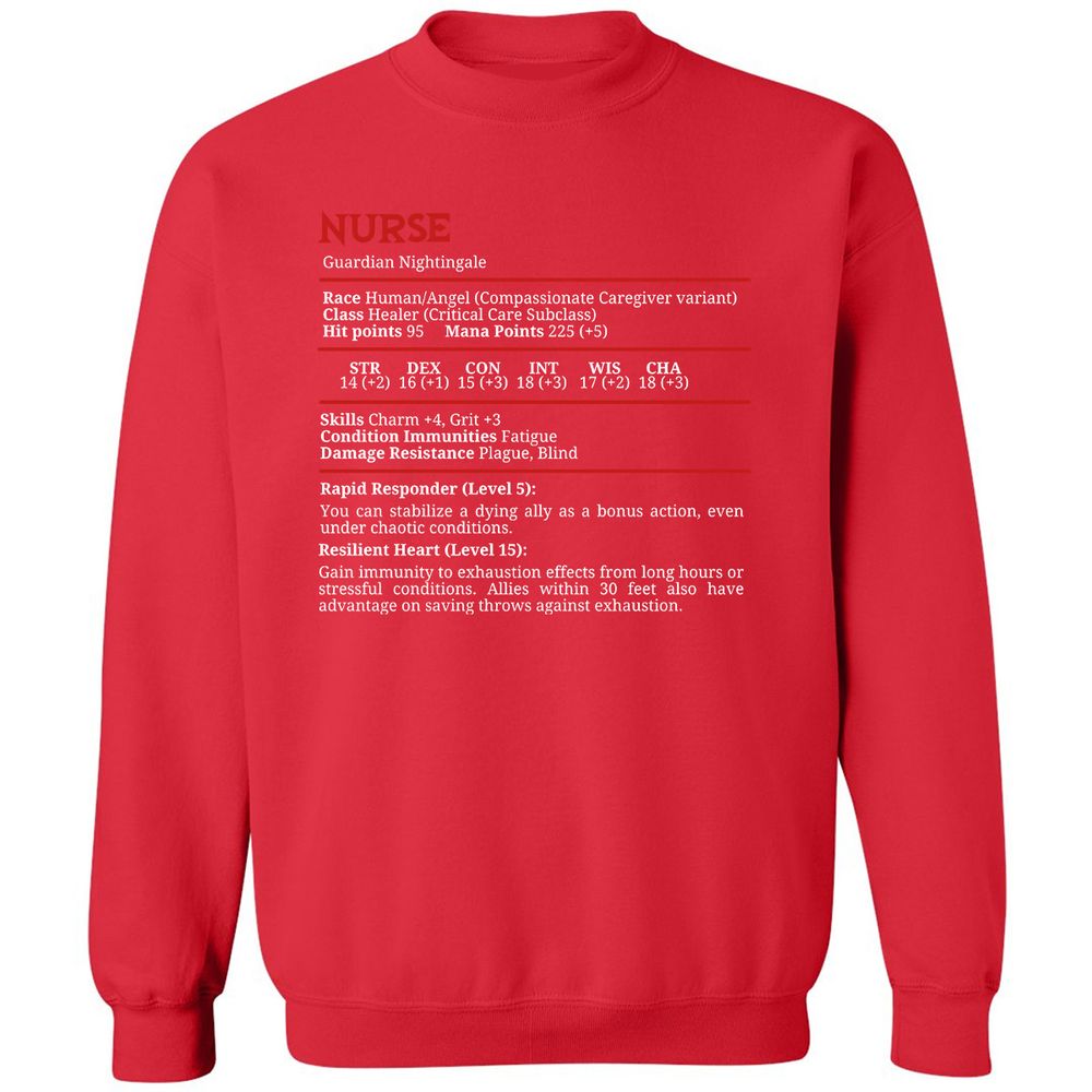 Nurse Stats Classic Unisex Sweatshirt - Red - 5