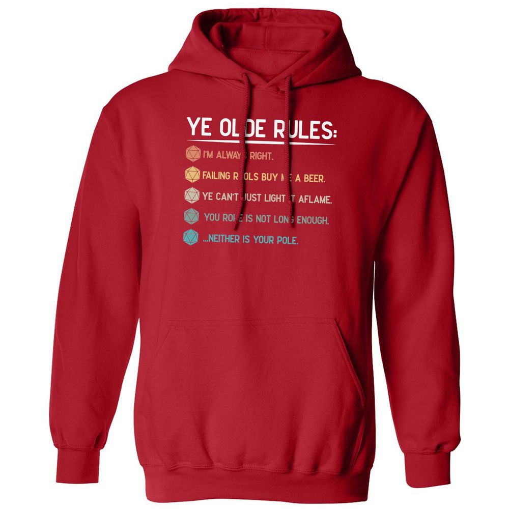 Dungeon Master Rules – Ye Olde RPG Classic Unisex Hoodie - Red - 5
