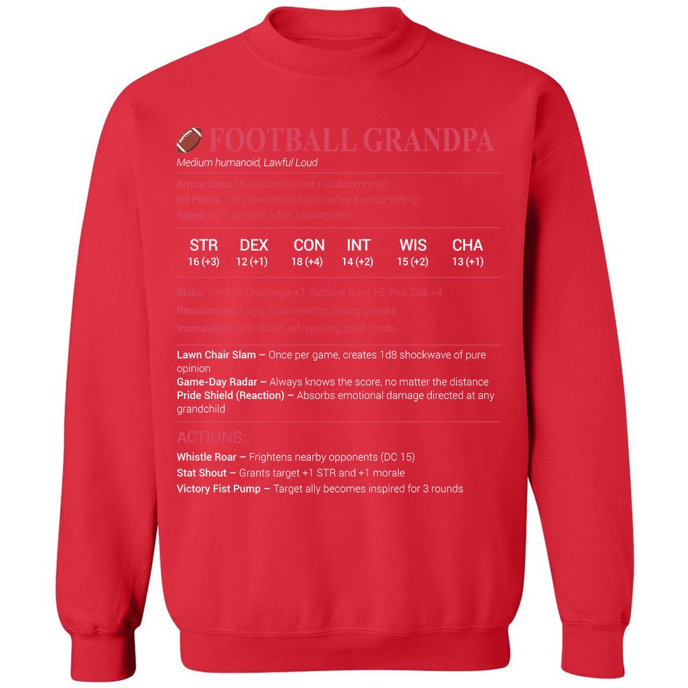 Football Grandpa Classic Unisex Sweatshirt - Red - 5