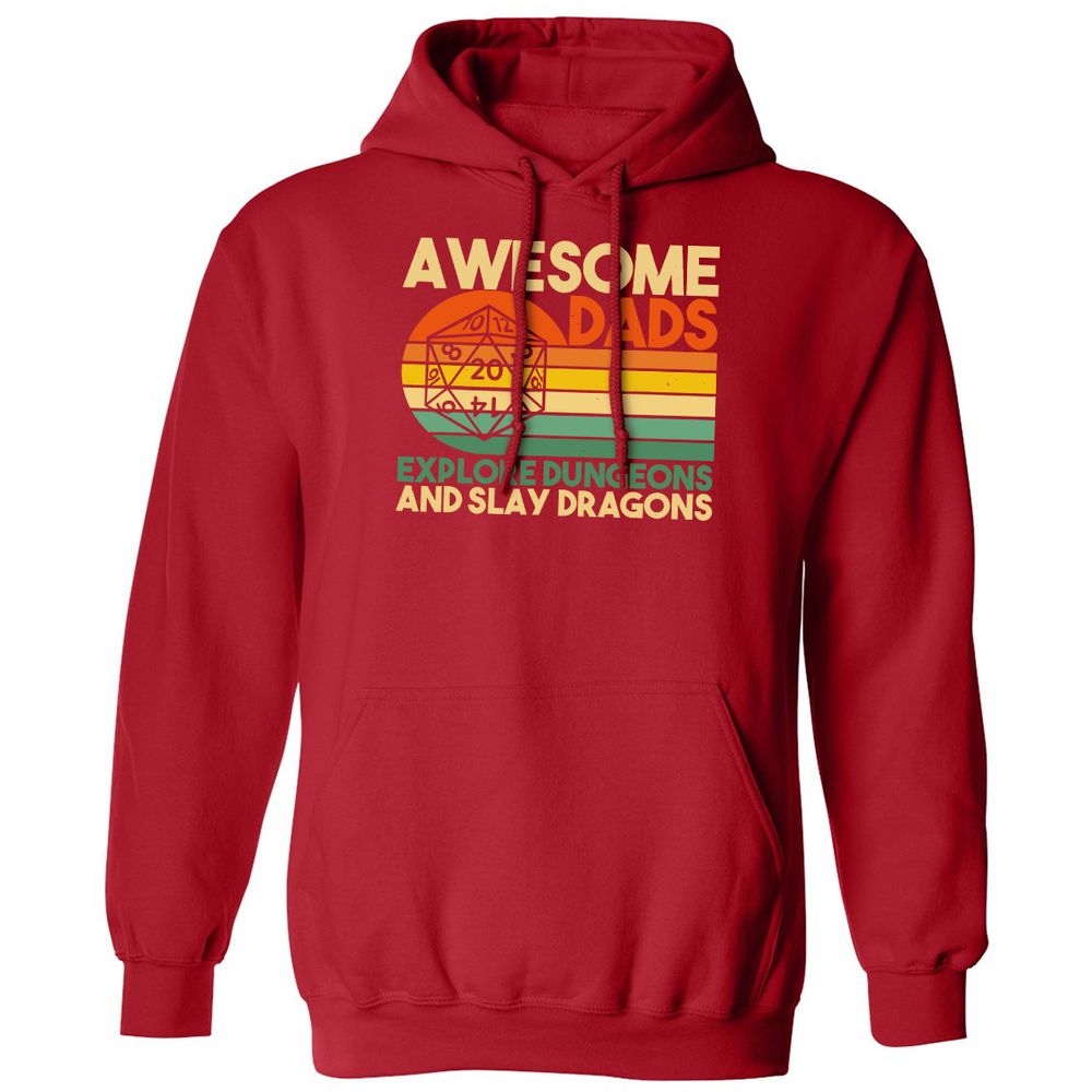 Awesome Dads Explore Dungeons Classic Unisex Hoodie - Red - 5
