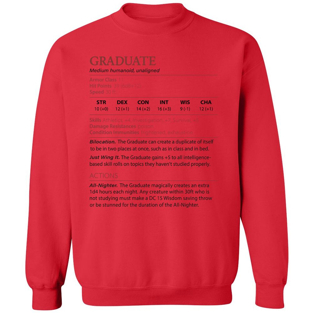 Graduate Stats Classic Unisex Sweatshirt - Red - 5