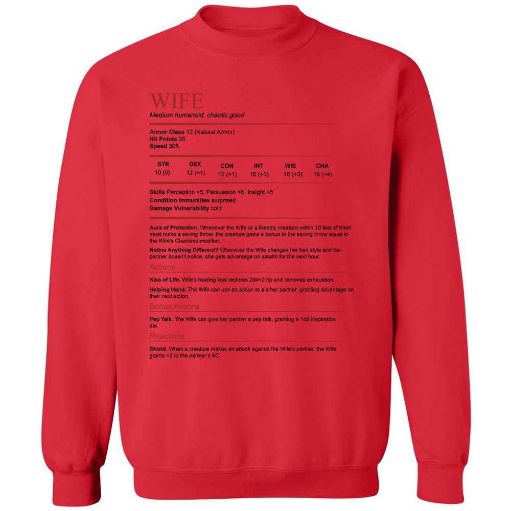 Wife White Classic Unisex Sweatshirt - Red - 5