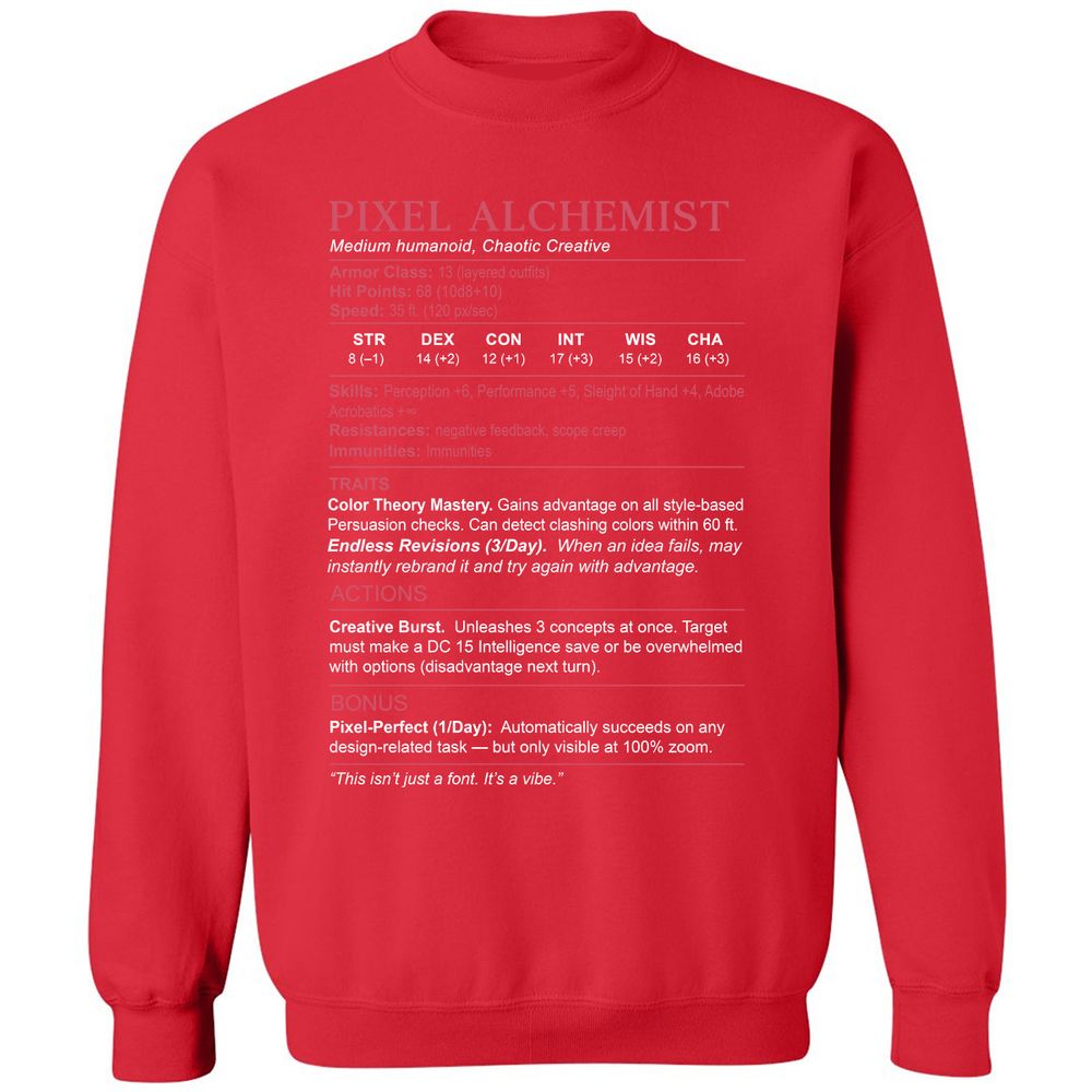 Designer Stats (Pixel Alchemist) Classic Unisex Sweatshirt - Red - 5