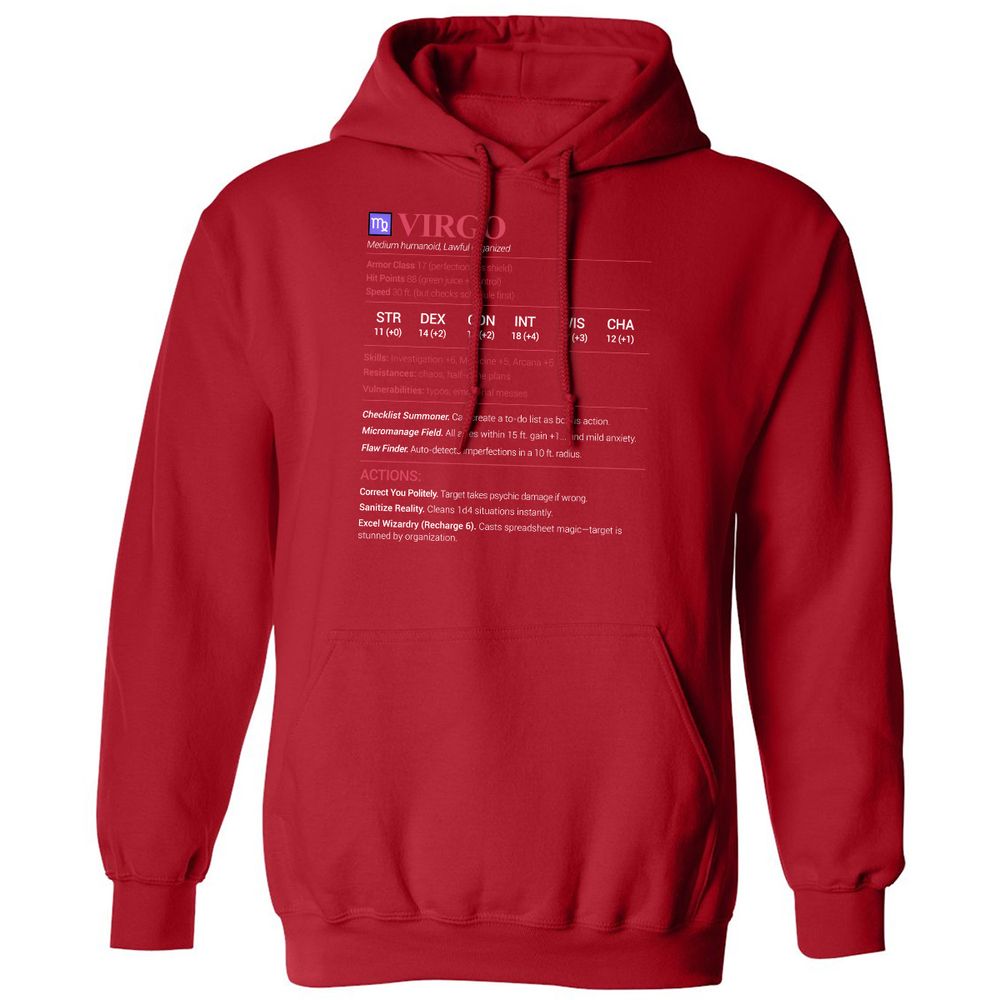 Virgo Stats Classic Unisex Hoodie - Red - 5