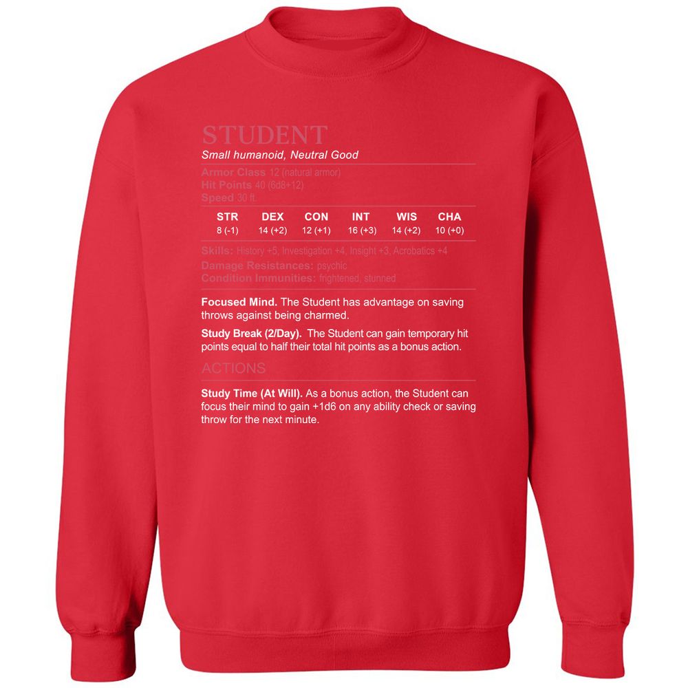 Student Stats Classic Unisex Sweatshirt - Red - 5