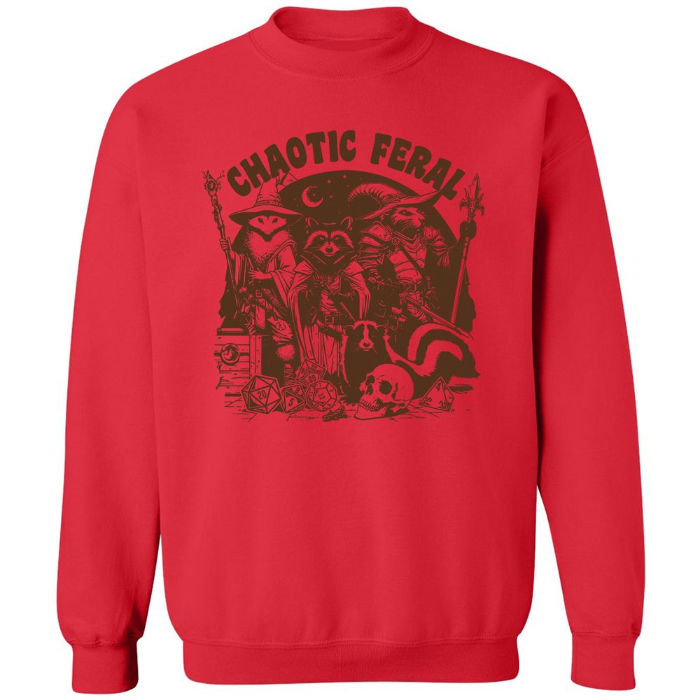 Raccoon Chaotic Feral Classic Unisex Sweatshirt - Red - 5