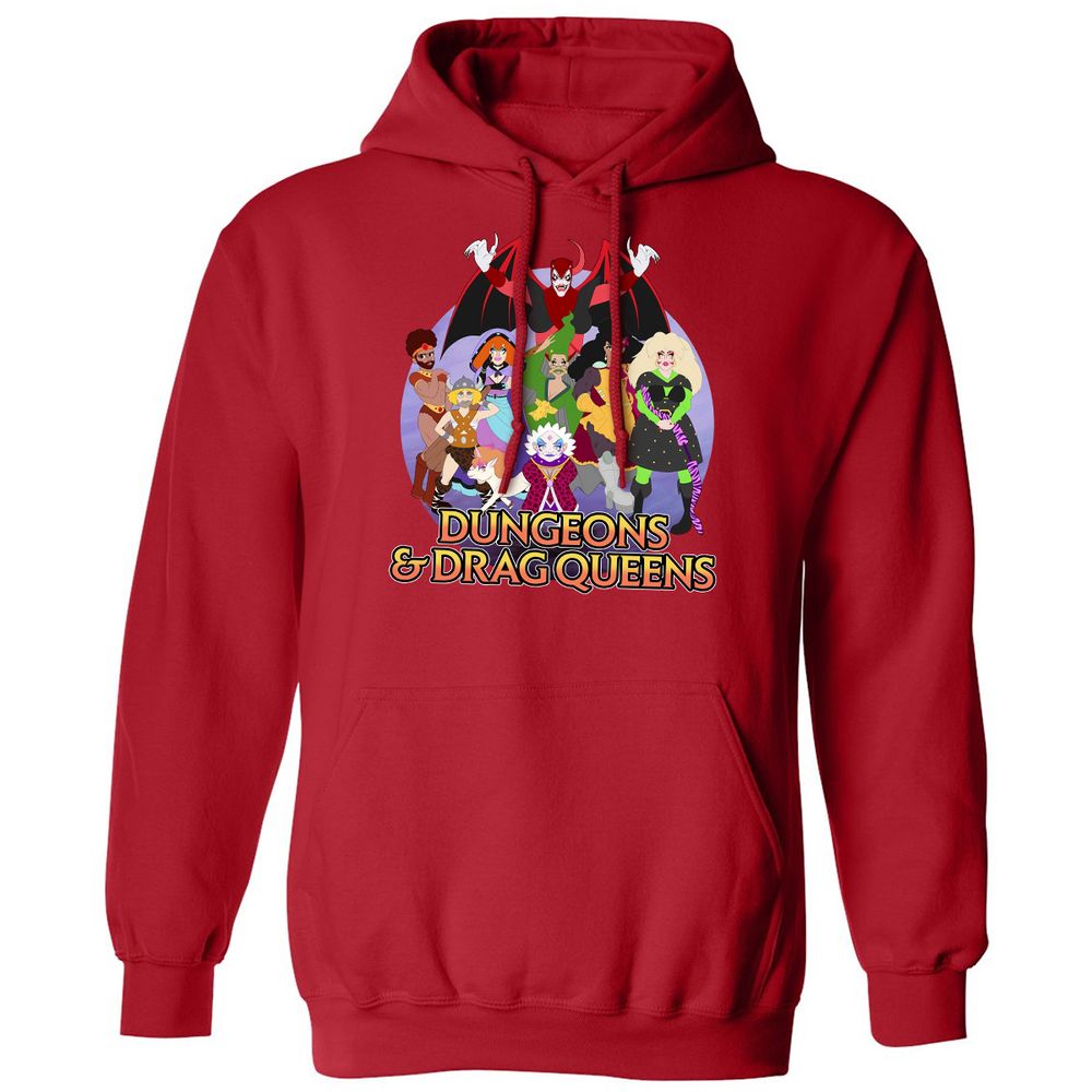 Dungeons n Drag Queens Cartoon Classic Unisex Hoodie - Red - 5
