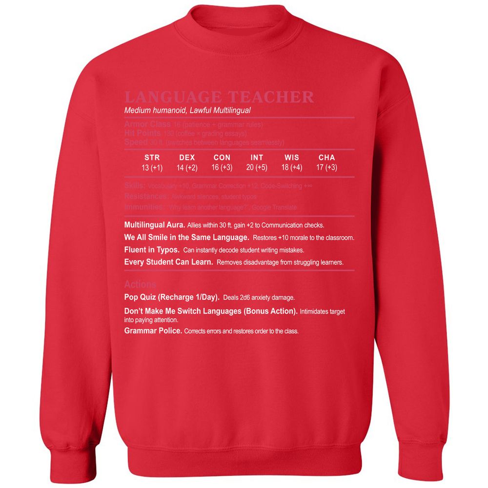 Language Teacher Classic Unisex Sweatshirt - Red - 5