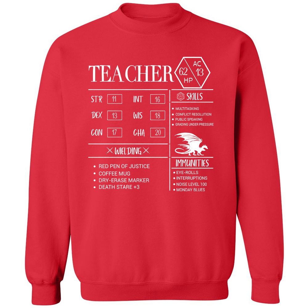 Teacher New Classic Unisex Sweatshirt - Red - 5