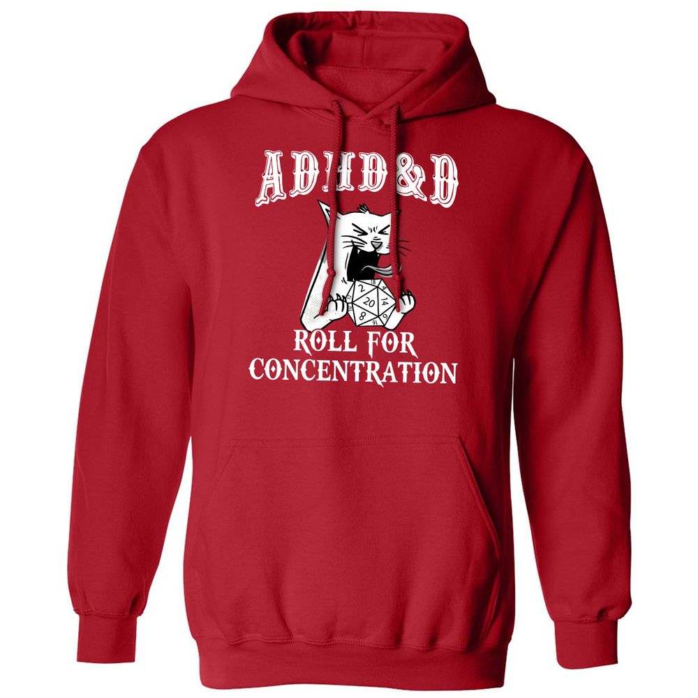 Cat ADHD&D Roll For Concentration Classic Unisex Hoodie - Red - 5