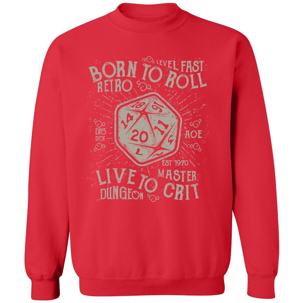 Born To Roll Live To Crit Classic Unisex Sweatshirt - Red - 5