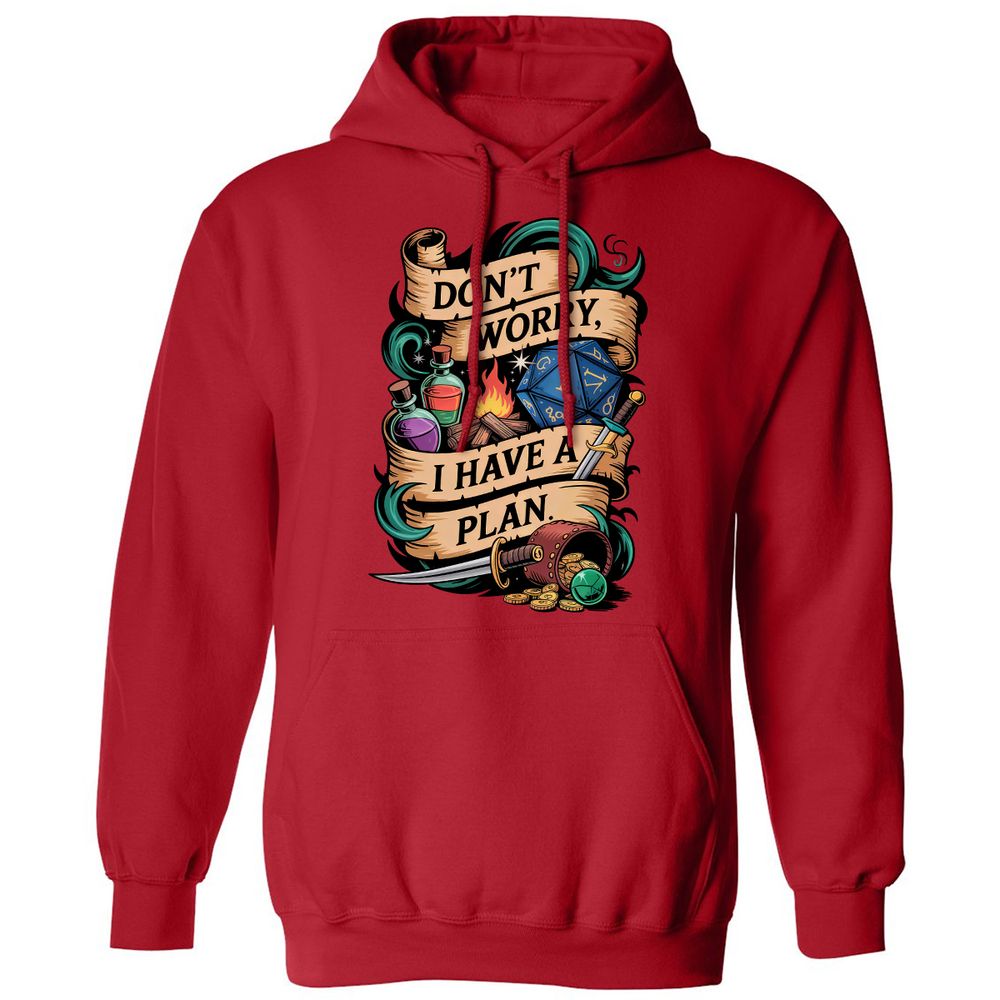 Don't Worry I Have A Plan Classic Unisex Hoodie - Red - 5