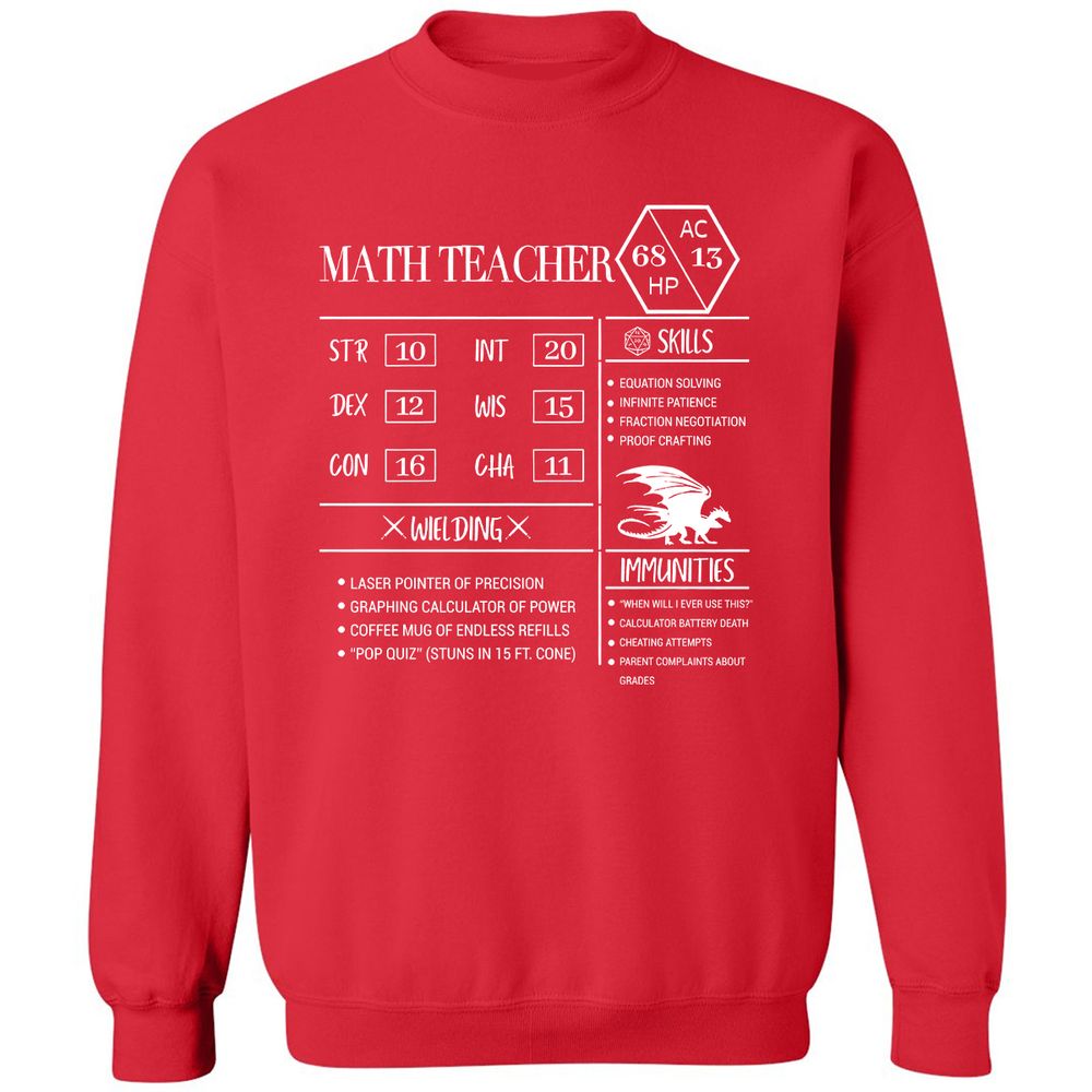 Math Teacher New Classic Unisex Sweatshirt - Red - 5