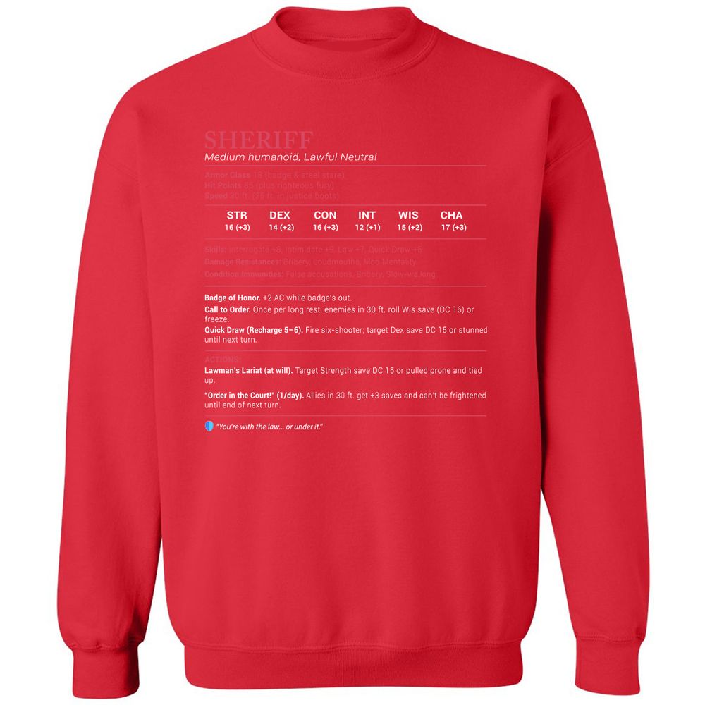 Sheriff Stats Classic Unisex Sweatshirt - Red - 5