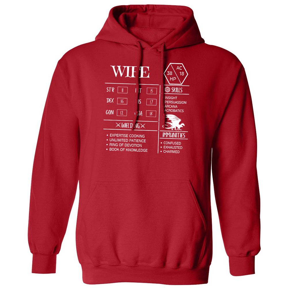 Wife Stats 2 Classic Unisex Hoodie - Red - 5