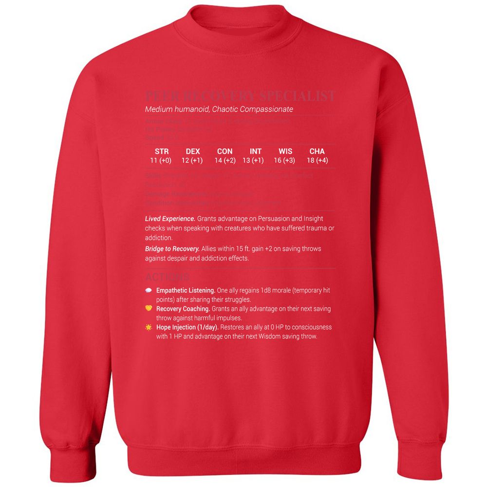 Peer Recovery Specialist Classic Unisex Sweatshirt - Red - 5