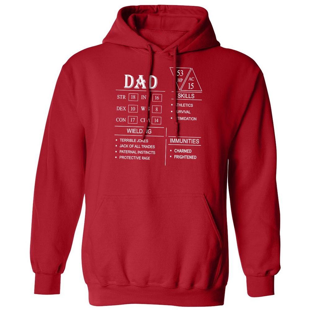 Dad Stat Block Classic Unisex Hoodie - Red - 5