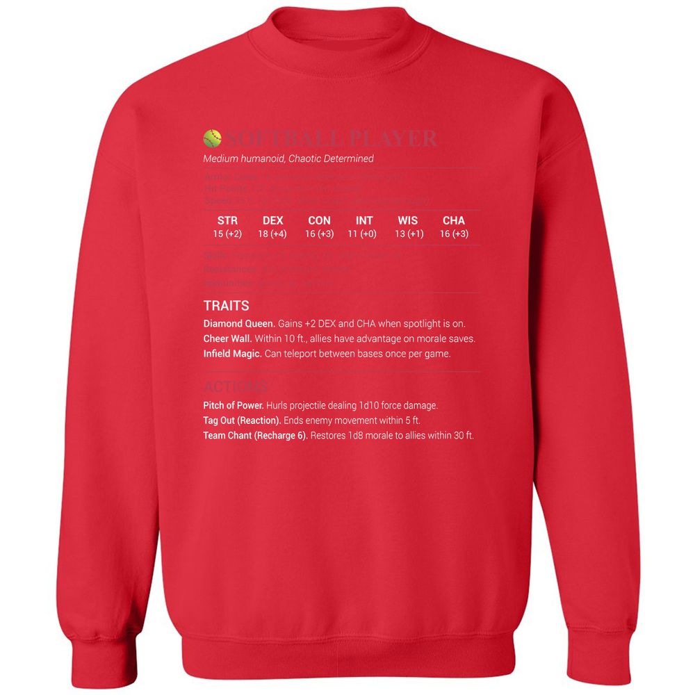 Softball Player Classic Unisex Sweatshirt - Red - 5