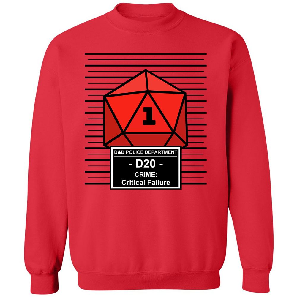 D20 Arrested For Critical Failure Classic Unisex Sweatshirt - Red - 5