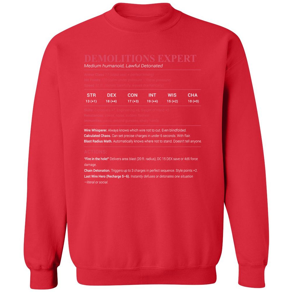 DEMOLITIONS EXPERT Classic Unisex Sweatshirt - Red - 5