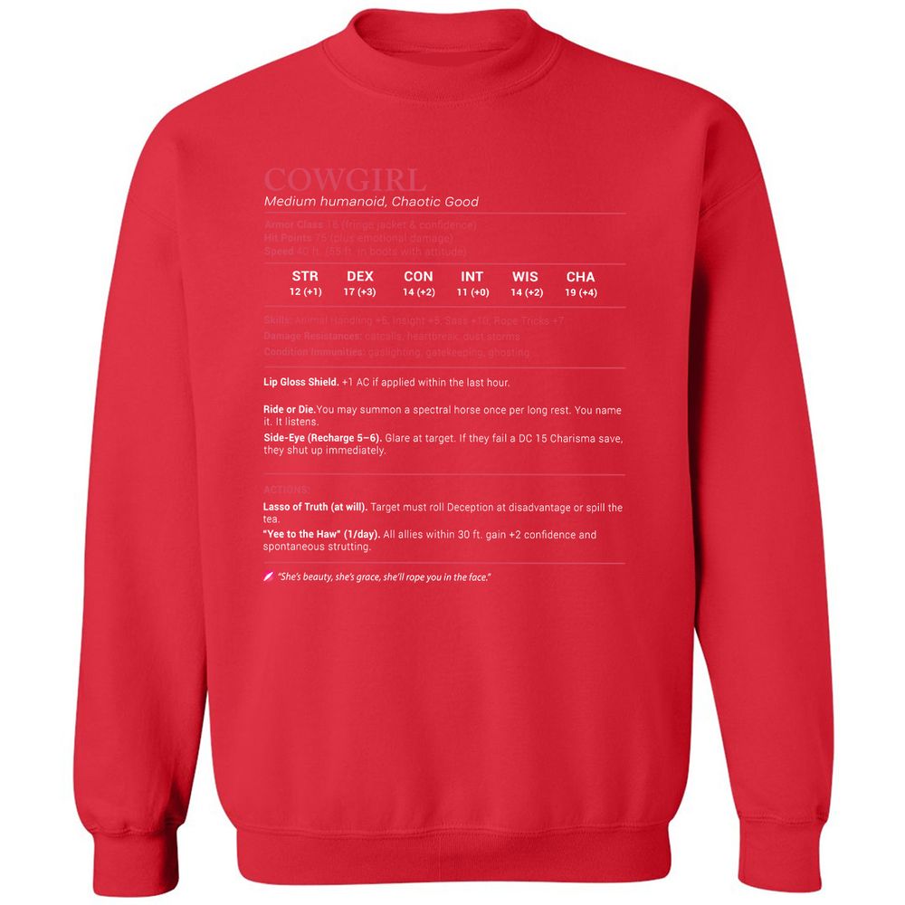 Cowgirl Stats Classic Unisex Sweatshirt - Red - 5