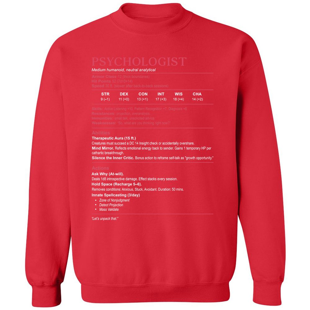 Psychologist Stats Classic Unisex Sweatshirt - Red - 5