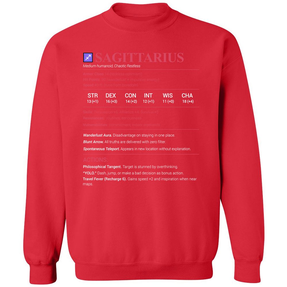 Sagittarius Stats Classic Unisex Sweatshirt - Red - 5