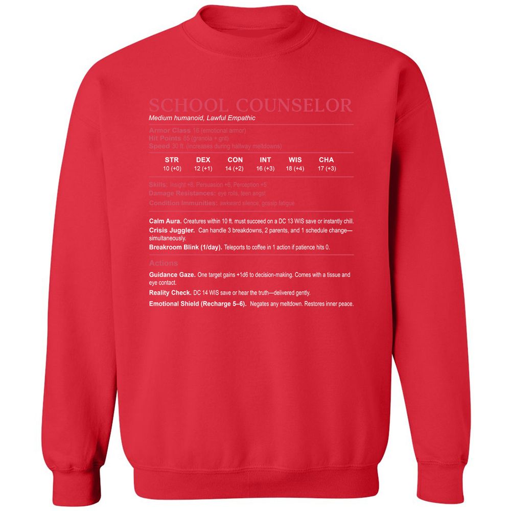 School Counselor Stats Classic Unisex Sweatshirt - Red - 5