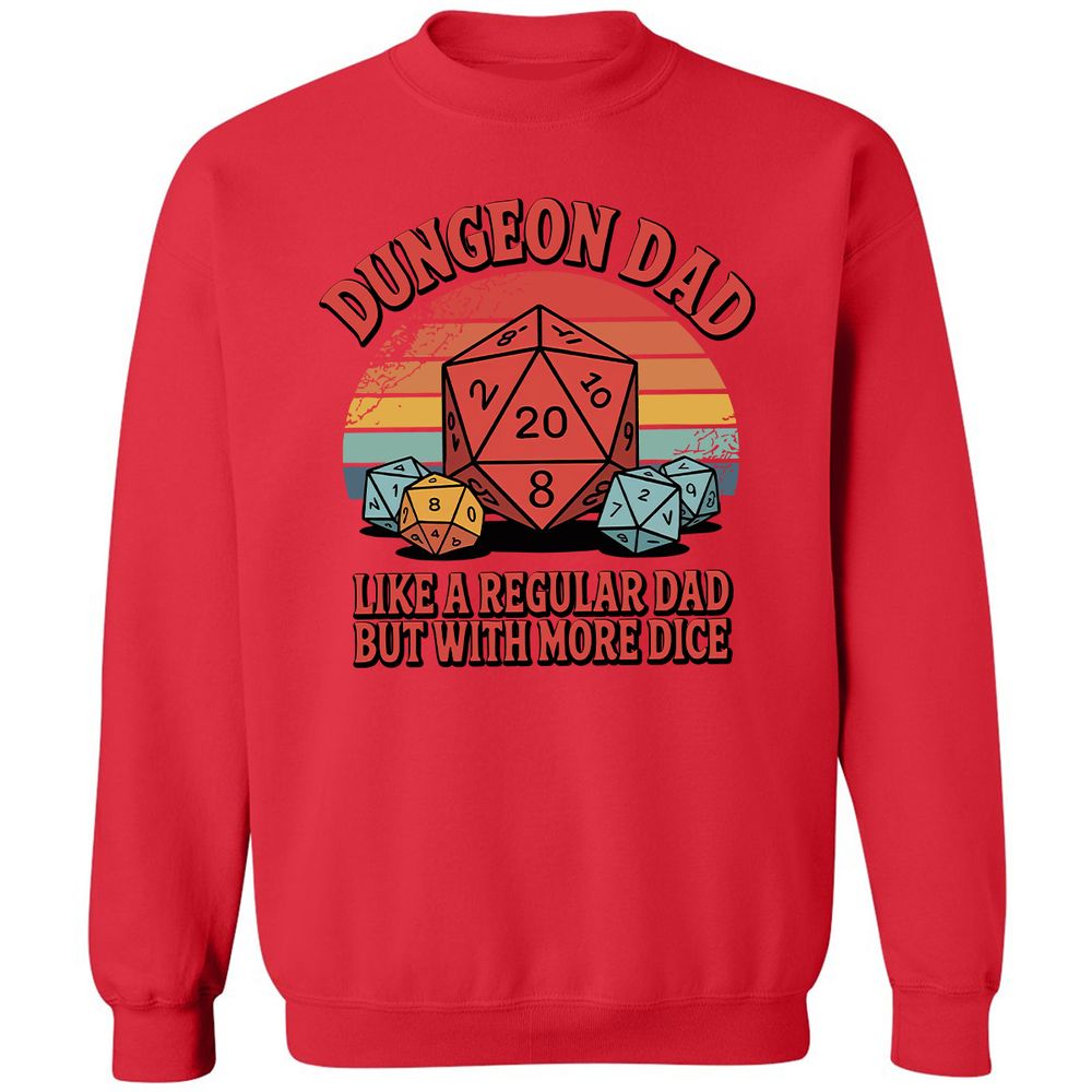 Dungeon Dad With More Dice Classic Unisex Sweatshirt - Red - 5
