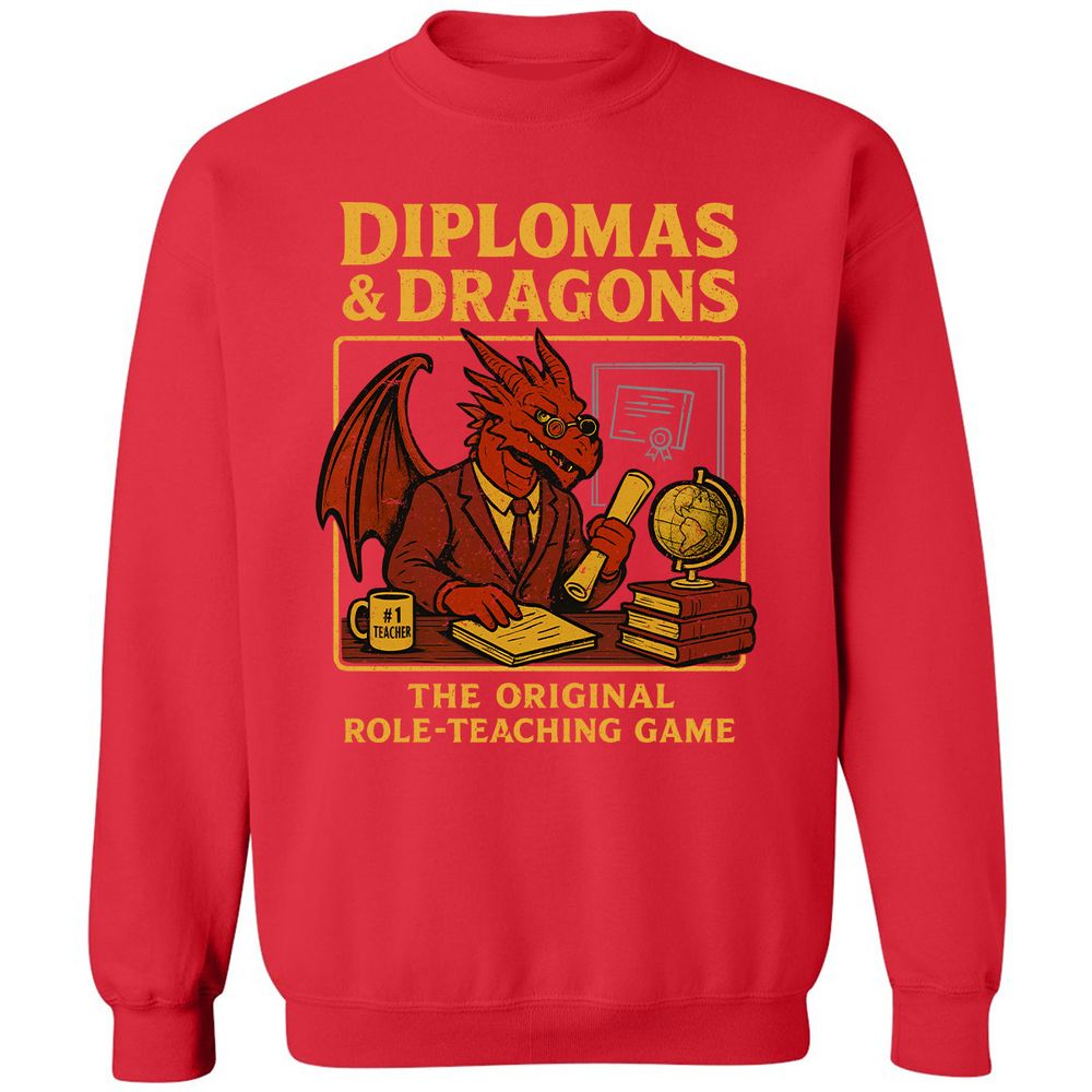 Diplomas & Dragons Classic Unisex Sweatshirt - Red - 5