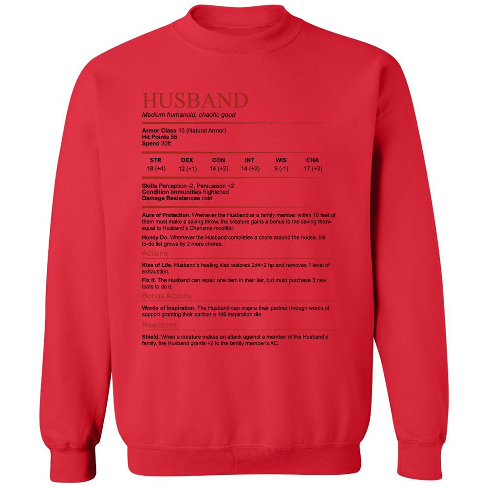 Husband White Classic Unisex Sweatshirt - Red - 5
