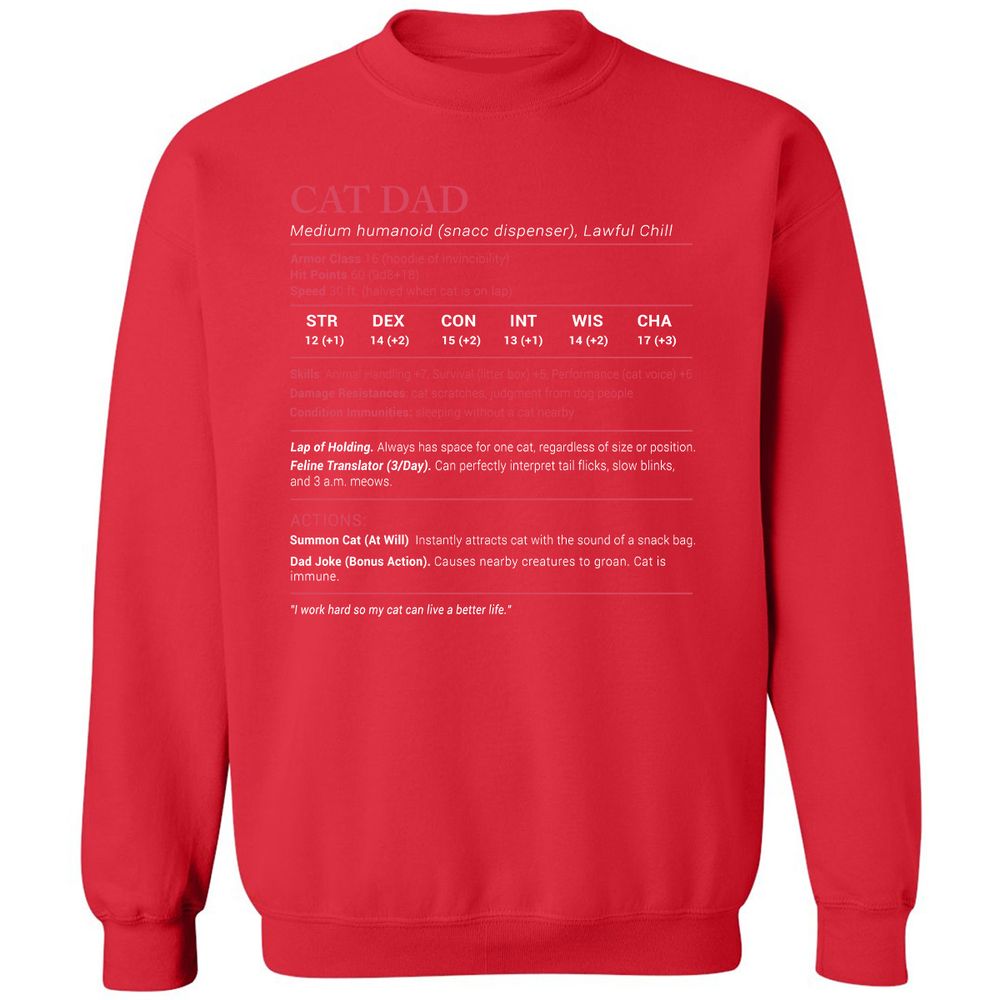 Cat Dad Stats Classic Unisex Sweatshirt - Red - 5