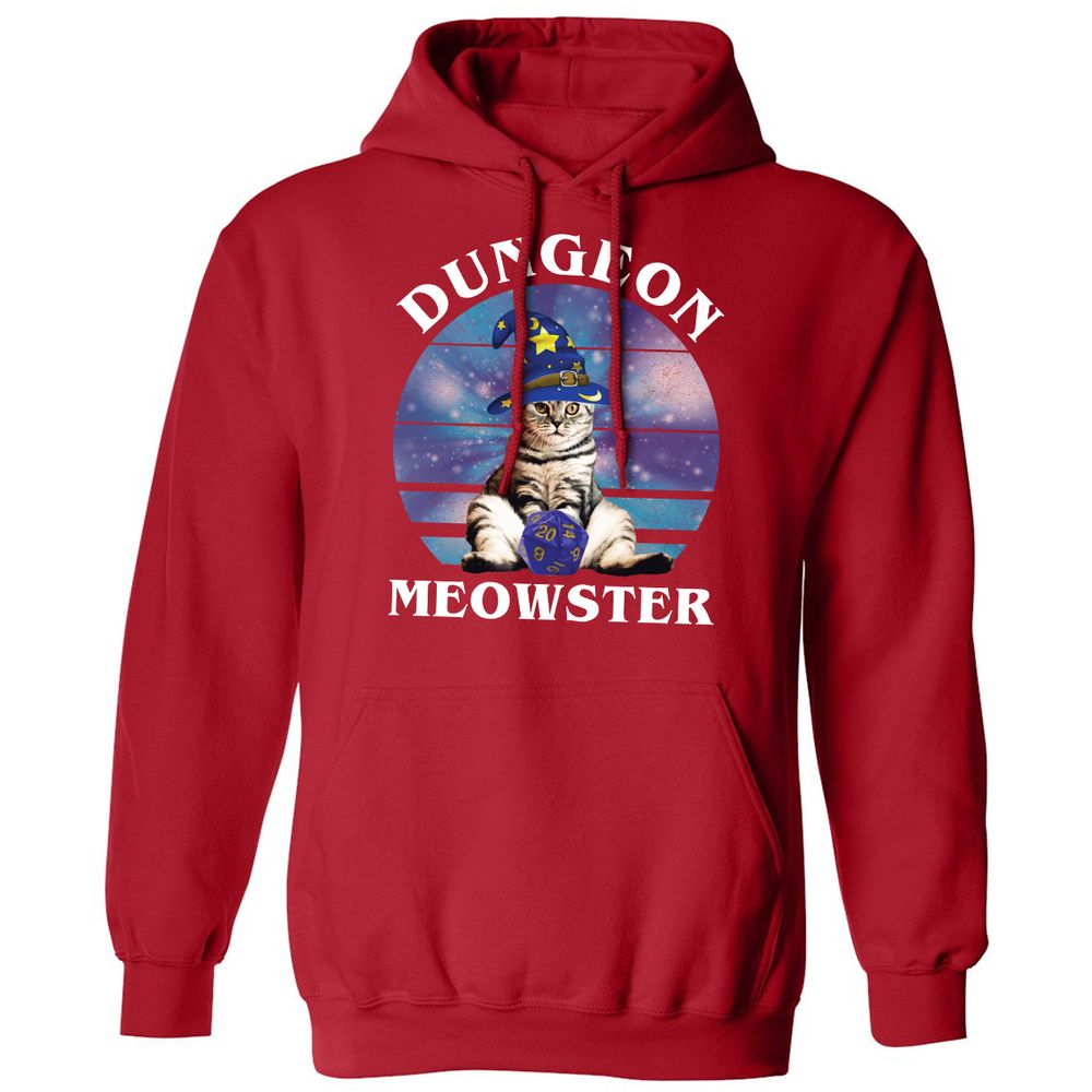 Dungeon Meowster Vintage Classic Unisex Hoodie - Red - 5