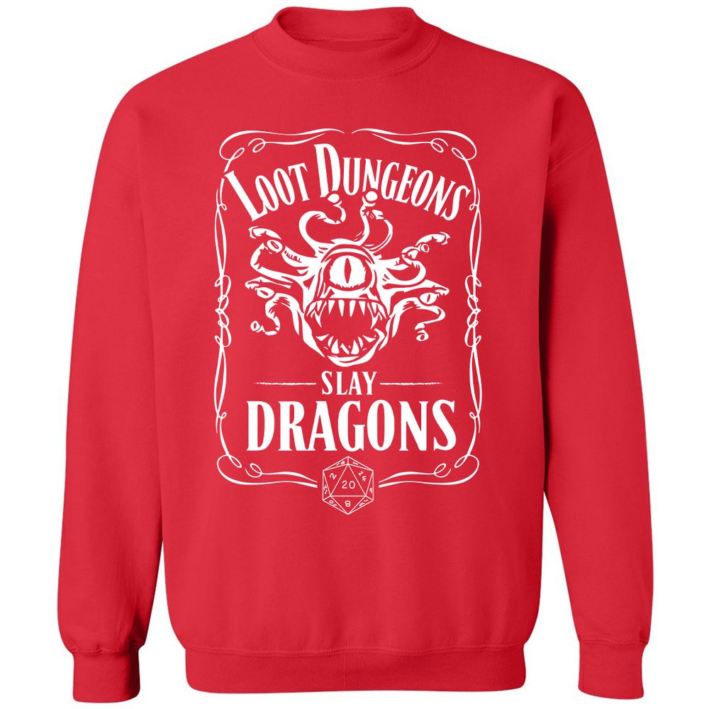 Loot Dungeon Slay Dragons Classic Unisex Sweatshirt - Red - 5