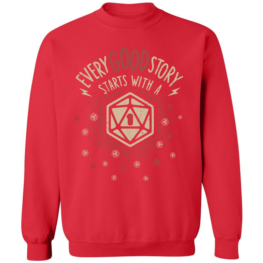 Good Story Starts With A 1 Classic Unisex Sweatshirt - Red - 5