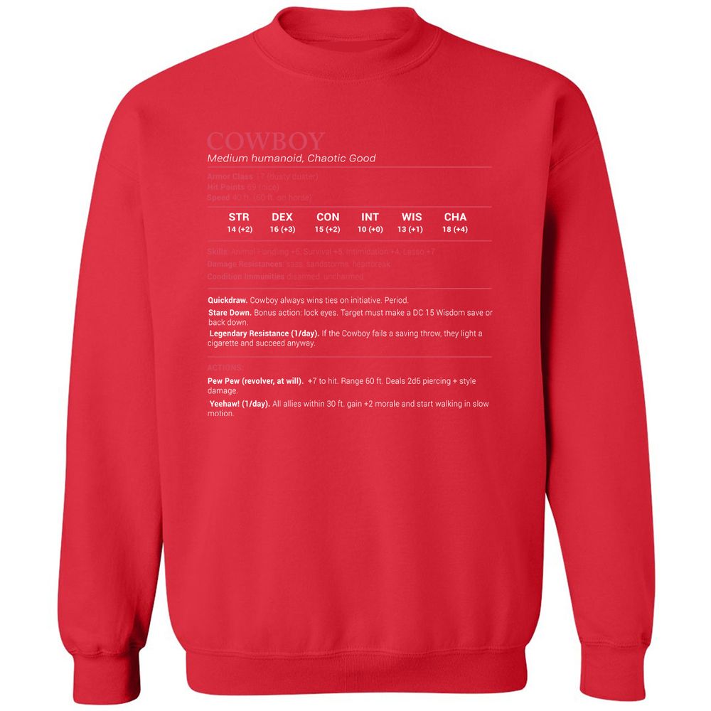 Cowboy Stats Classic Unisex Sweatshirt - Red - 5