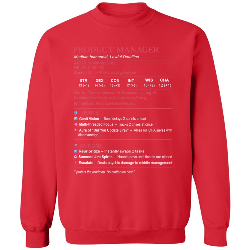 Product Manager Stats (PM) Classic Unisex Sweatshirt - Red - 5