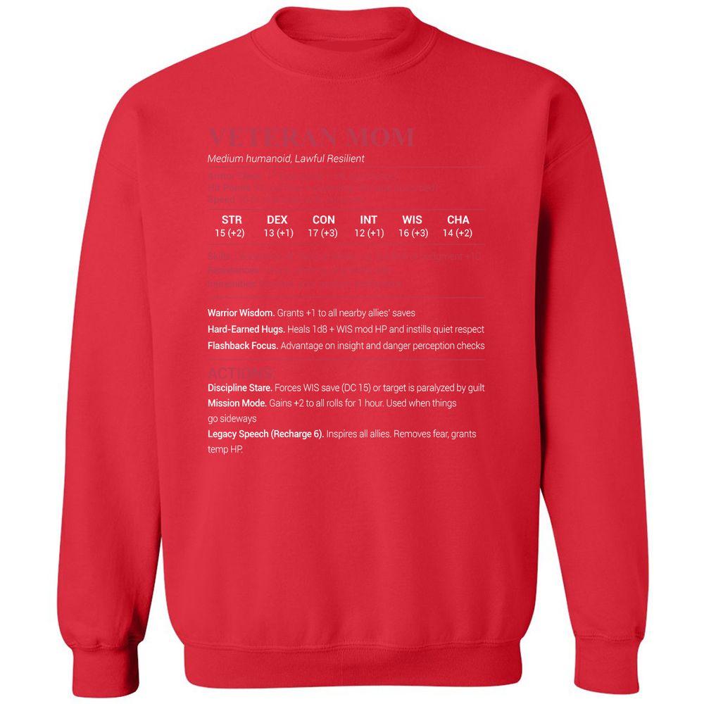 Veteran Mom Classic Unisex Sweatshirt - Red - 5