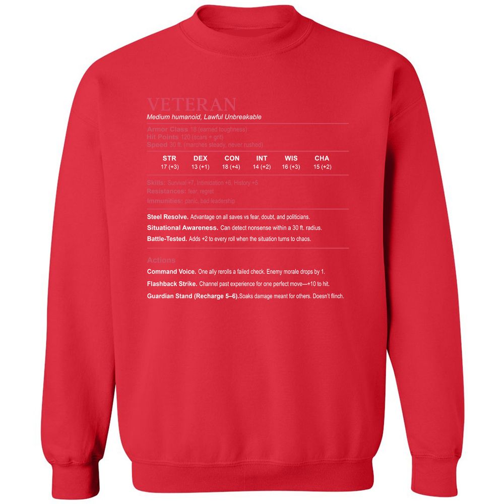 Veteran Stats Classic Unisex Sweatshirt - Red - 5