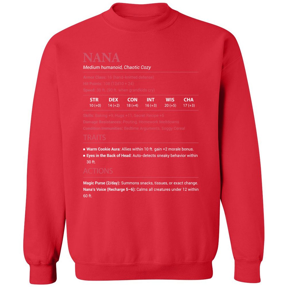 Nana Stats Classic Unisex Sweatshirt - Red - 5