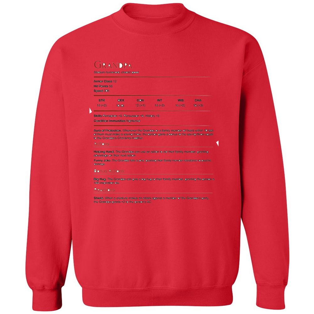 Grandpa Stat Block Classic Unisex Sweatshirt - Red - 5