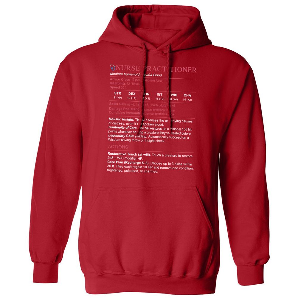 Nurse Practitioner Stats Classic Unisex Hoodie - Red - 5
