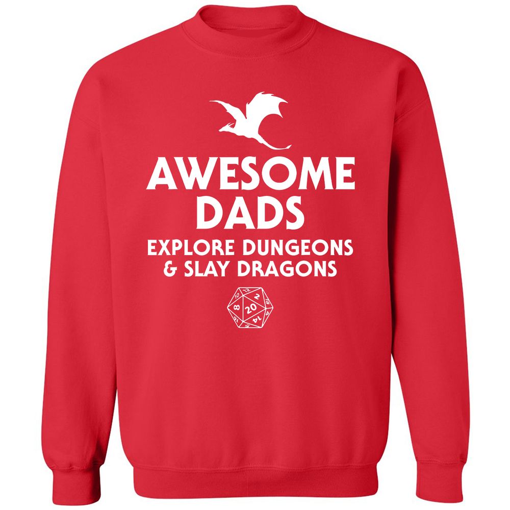 Awesome Dads Slay Dragons Classic Unisex Sweatshirt - Red - 5