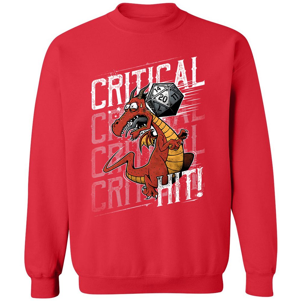 Funny Dragon Critical Hit Classic Unisex Sweatshirt - Red - 5