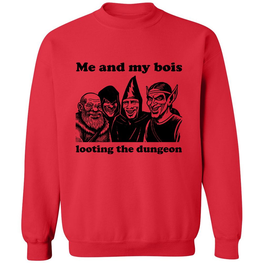 Me and my bois looting the dungeon Classic Unisex Sweatshirt - Red - 5